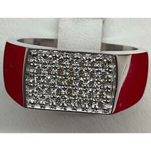 New Men's 14k White Gold and Diamond Ring